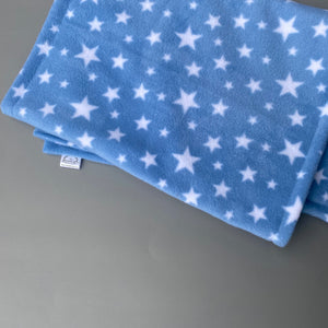Custom size star fleece cage liners made to measure - light blue with stars