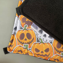 Load image into Gallery viewer, Pumpkin and skulls Halloween padded hammock. Guinea pig hammock. Rat hammock.