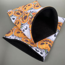 Load image into Gallery viewer, Pumpkin and skulls Halloween full cage set. Cube house, snuggle sack, tunnel set