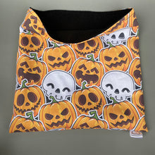 Load image into Gallery viewer, LARGE Pumpkin and skulls Halloween snuggle sack. Snuggle pouch for guinea pigs