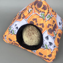 Load image into Gallery viewer, Pumpkin and skulls Halloween tent house. Hedgehog and small animal house.