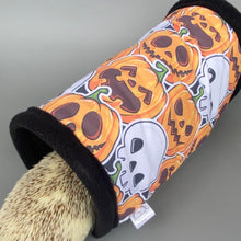 Load image into Gallery viewer, Pumpkin and skulls Halloween full cage set. Corner house, snuggle sack, tunnel set