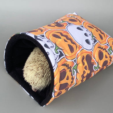 Pumpkin and skulls Halloween cosy snuggle cave. Padded stay open snuggle cave.