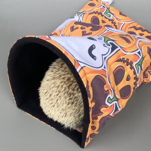 Pumpkin and skulls Halloween snuggle sack, snuggle pouch, sleeping bag for hedgehogs