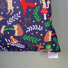 Load image into Gallery viewer, LARGE Navy party animals guinea pig cosy snuggle cave. Padded stay open fleece pet bed.