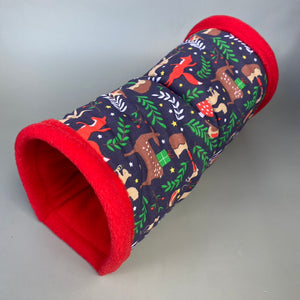 Navy festive party animals full cage set. Corner house, snuggle sack, tunnel set.