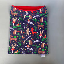 Load image into Gallery viewer, Navy festive party animals mini set. Tunnel, snuggle sack and toys. Hedgehog fleece bedding.