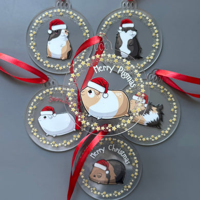 Guinea pig Christmas decoration. Personalised guinea pig Christmas bauble.
