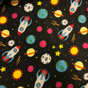 Custom size space fleece cage liners made to measure - Space rocket and planets