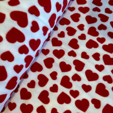 Load image into Gallery viewer, Custom size love hearts fleece cage liners made to measure - Red hearts on white
