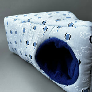 Hot air balloon corner house. Hedgehog and small pet cube house. Padded fleece lined house.