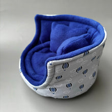 Load image into Gallery viewer, Hot air balloon cuddle cup. Pet sofa. Hedgehog and small guinea pig bed. Small pet beds. Fleece sofa bed.