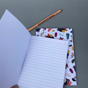 A6 Autumn hedgehogs note book. 48-page A6 notebooks with full colour hedgehog cover.