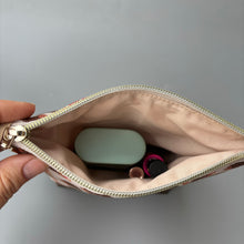 Load image into Gallery viewer, Cream and brown hedgehog zipper pouch. Makeup bag, small cosmetic zip pouch.