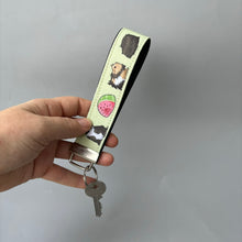Load image into Gallery viewer, Guinea pig wristlet keychain. Guinea pig keyring. Guinea pigs wrist strap keyring.