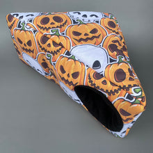 Load image into Gallery viewer, Pumpkin and skulls Halloween full cage set. Corner house, snuggle sack, tunnel set