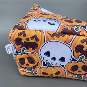 Pumpkin and skulls Halloween corner house. Hedgehog and small pet house.