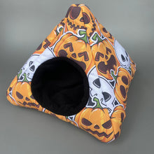 Load image into Gallery viewer, Pumpkin and skulls Halloween tent house. Hedgehog and small animal house.