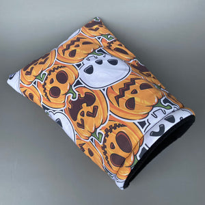 Pumpkin and skulls Halloween cosy snuggle cave. Padded stay open snuggle cave.