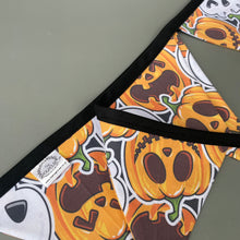 Load image into Gallery viewer, Pumpkin and skulls Halloween miniature bunting. Viv decorations. Cage decorations.