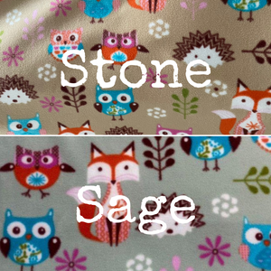 Custom size sage Forest Animals fleece cage liners made to measure - sage green