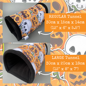 Pumpkin and skulls Halloween full cage set. LARGE house, snuggle sack, LARGE tunnel set