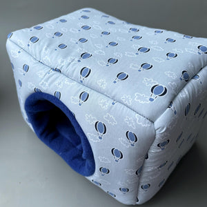 LARGE hot air balloon cosy bed. Cosy cube. Cuddle Cube. Snuggle house. Fleece hidey. Padded house for guinea pigs.