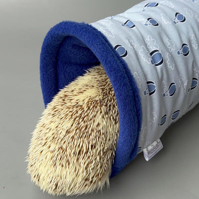 Hot air balloon stay open tunnel. Padded fleece tunnel. Tube. Padded tunnel for hedgehogs, rats and small pets. Small pet cosy tunnel.