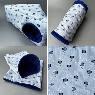 Hot air balloon full cage set. Corner house, snuggle sack, tunnel cage set for hedgehog or small pet.