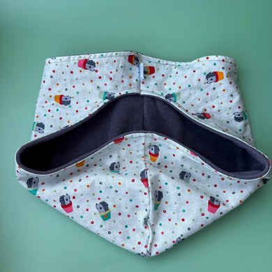 Hogs in pots bonding scarf for hedgehogs and small pets. Bonding pouch. Fleece lined.