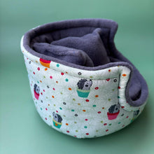 Load image into Gallery viewer, Hogs in pots hedgehog cuddle cup. Pet sofa. Small pet beds. Fleece sofa bed.