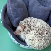 Load image into Gallery viewer, Hogs in pots hedgehog cuddle cup. Pet sofa. Small pet beds. Fleece sofa bed.