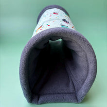 Load image into Gallery viewer, Hogs in pots stay open tunnel. Padded fleece tunnel. Tube. Padded tunnel for hedgehogs, rats and small pets. Small pet cosy tunnel.