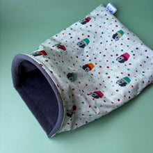 Load image into Gallery viewer, Hogs in pots snuggle sack, snuggle pouch, sleeping bag for hedgehogs and small animal bedding. Fleece lined.