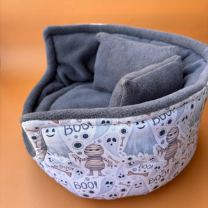 LARGE Halloween mummy and ghosts cuddle cup. Pet sofa. Guinea pig bed. Pet beds. Fleece bed. Fleece sofa. Pet sofa.