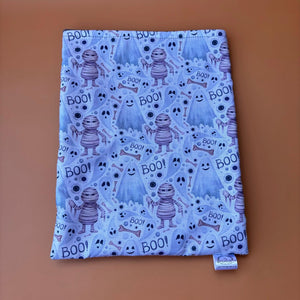 Halloween mummy and ghosts snuggle sack. Sleeping bag for hedgehogs or guinea pigs. Fleece lined.
