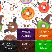 Load image into Gallery viewer, Halloween donuts mini set. LARGE size tunnel, LARGE snuggle sack and toys. Fleece bedding.