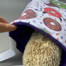 Load image into Gallery viewer, Halloween donuts padded bonding bag, carry bag for hedgehog. Fleece lined pet tote. Pet travel bag.