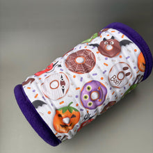 Load image into Gallery viewer, Halloween donuts mini set. LARGE size tunnel, LARGE snuggle sack and toys. Fleece bedding.