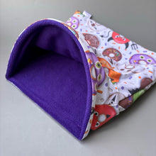Load image into Gallery viewer, Halloween donuts mini set. LARGE size tunnel, LARGE snuggle sack and toys. Fleece bedding.