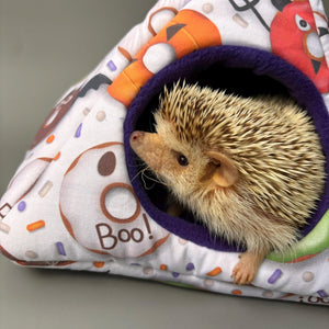 Halloween donuts tent house. Hedgehog and small animal house. Padded fleece lined house.