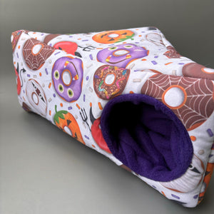 Halloween donuts corner house. Hedgehog and small pet house. Padded fleece lined house.