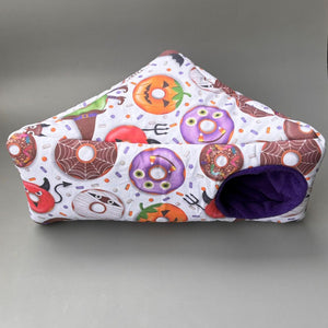 Halloween donuts corner house. Hedgehog and small pet house. Padded fleece lined house.