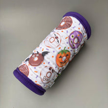 Load image into Gallery viewer, Halloween donuts stay open tunnel. Padded fleece tunnel. Padded tunnel for hedgehogs, rats and small pets. Small pet cosy tunnel.