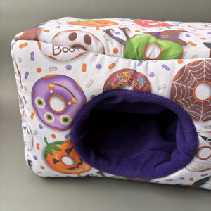 LARGE Halloween donuts cosy bed. Cosy cube. Cuddle Cube. Snuggle house. Fleece hidey. Padded house for guinea pigs.