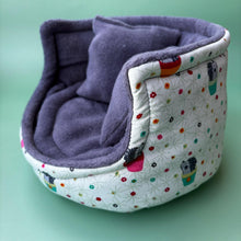Load image into Gallery viewer, Hogs in pots hedgehog cuddle cup. Pet sofa. Small pet beds. Fleece sofa bed.