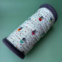 Load image into Gallery viewer, Hogs in pots stay open tunnel. Padded fleece tunnel. Tube. Padded tunnel for hedgehogs, rats and small pets. Small pet cosy tunnel.