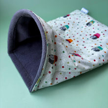 Load image into Gallery viewer, Hogs in pots mini set. Tunnel, snuggle sack and toys. Fleece bedding. Hedgehog fleece tunnel and pouch.
