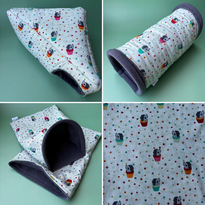 Hogs in pots full cage set. Corner house, snuggle sack, tunnel cage set for hedgehog or small pet.