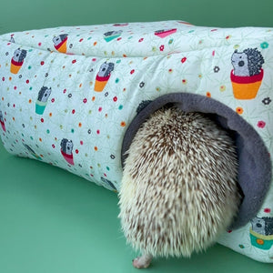 Hogs in pots full cage set. Corner house, snuggle sack, tunnel cage set for hedgehog or small pet.